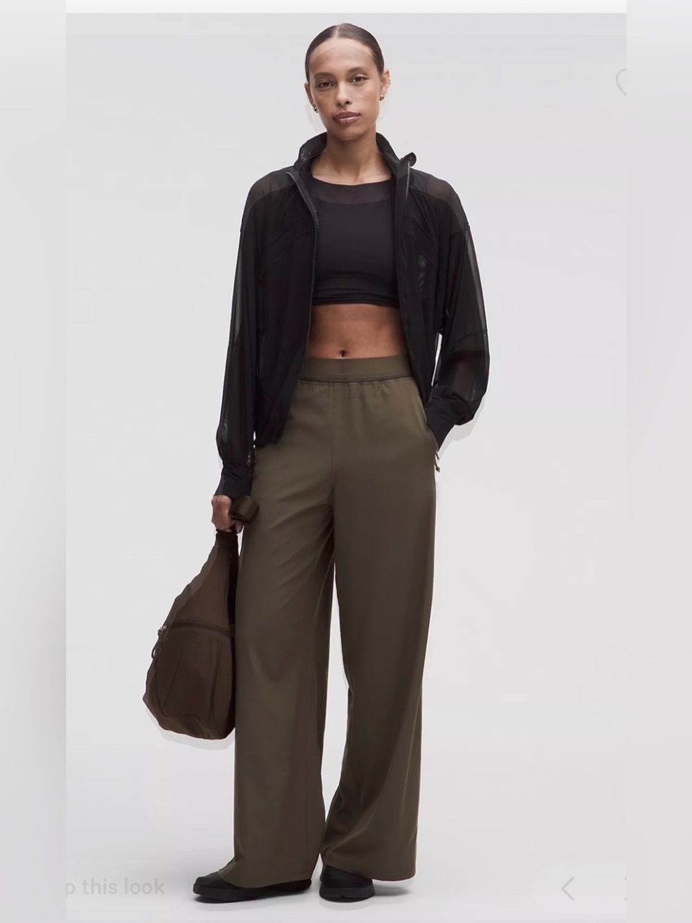 New Lululemon Swift High-Rise Wide-Leg Pant Logo Waistband Olive Green Sporty Sm